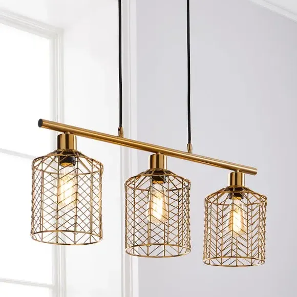 3-Light Diner Ceiling Light - Gold, Metal
