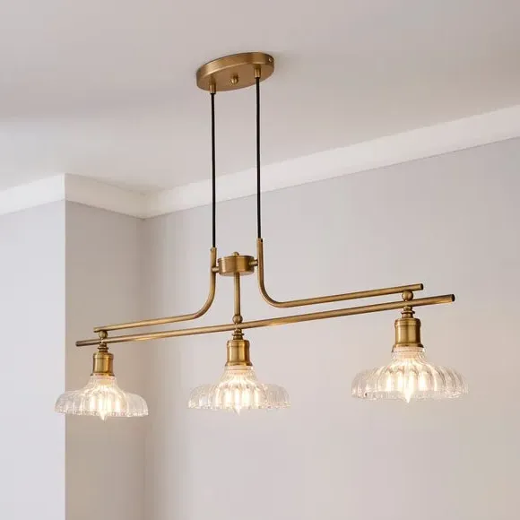 3 Light Diner Ceiling Light - Gold, Metal image