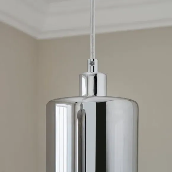 3-Light Diner Ceiling Light - Grey, Chrome