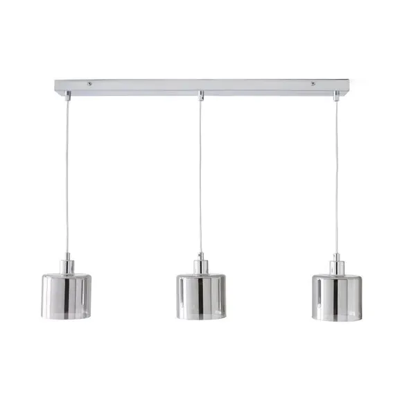 3-Light Diner Ceiling Light - Grey, Chrome