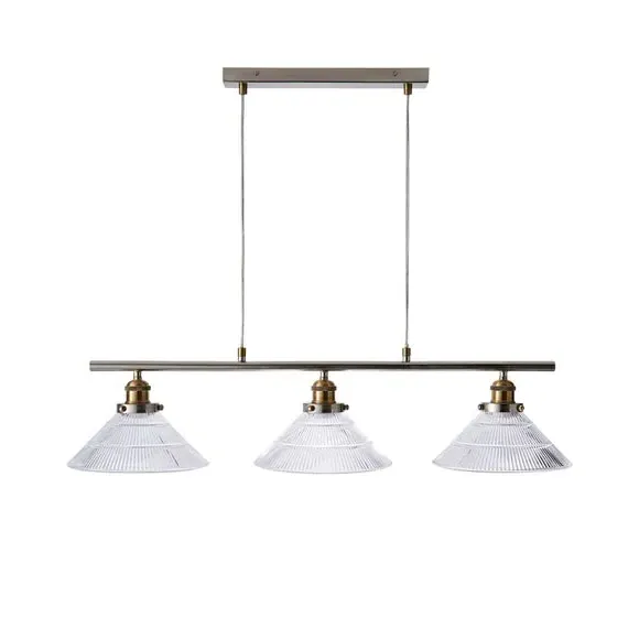 3-Light Diner Ceiling Light - Nickel, Glass