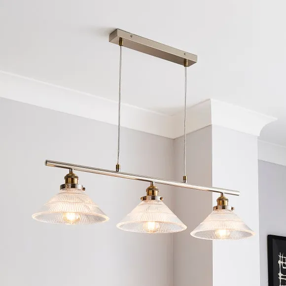 3-Light Diner Ceiling Light - Nickel, Glass image