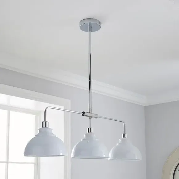 3-Light Diner Ceiling Light - White, Metal