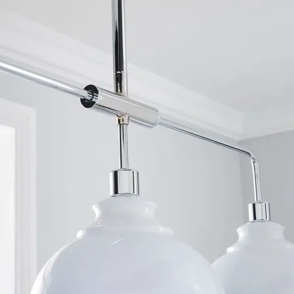 3-Light Diner Ceiling Light - White, Metal