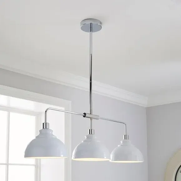 3-Light Diner Ceiling Light - White, Metal