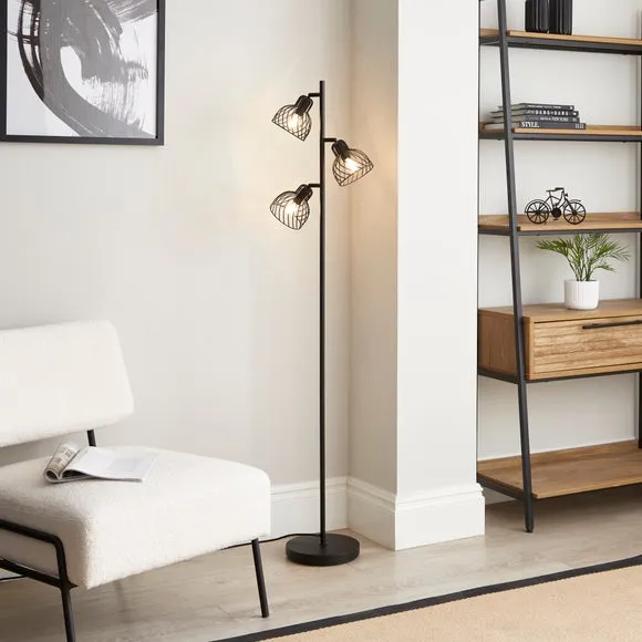 3-Light Floor Lamp Adjustable - Black, Metal image