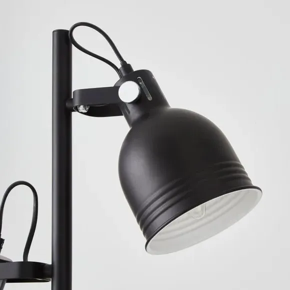 3-Light Floor Lamp with Adjustable Heads - Black