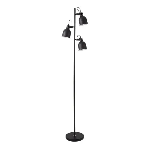 3-Light Floor Lamp with Adjustable Heads - Black