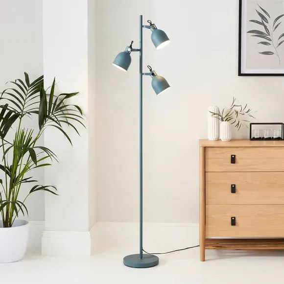 3-Light Floor Lamp with Adjustable Heads - Blue