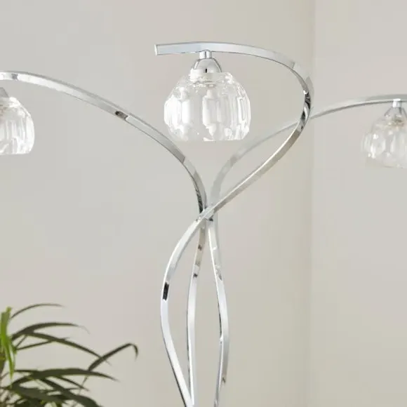 3-Light Floor Lamp with Foot Switch - Chrome