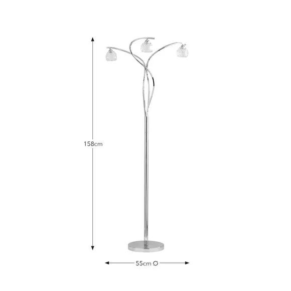 3-Light Floor Lamp with Foot Switch - Chrome