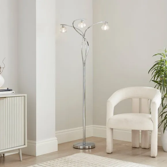 3-Light Floor Lamp with Foot Switch - Chrome image
