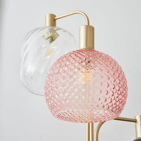 3-Light Floor Lamp with Glass Shades - Gold