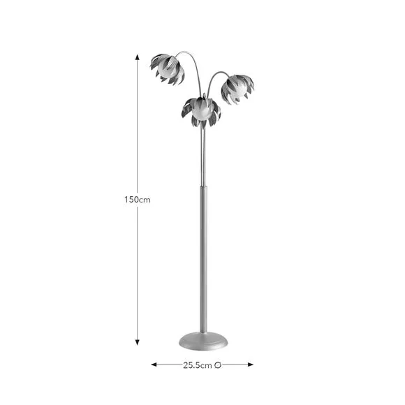 3-Light Floor Lamp with Leaf Design - Gold, Metal