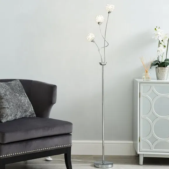3-Light Floor Lamp with Spherical Shades - Chrome image