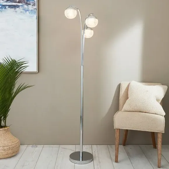 3-Light Floor Lamp with Switch - Chrome, Metal image