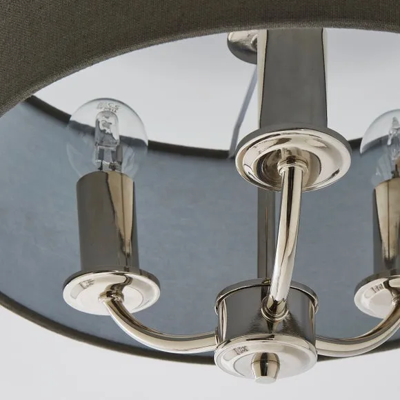 3 Light Flush Ceiling Light - Charcoal, Metal