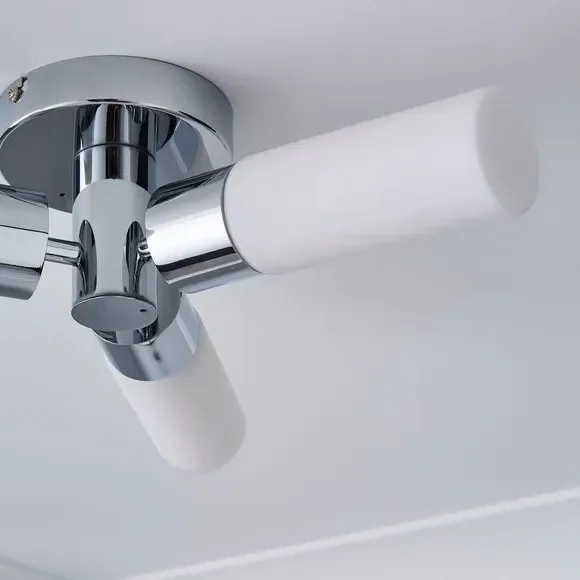 3-Light Flush Ceiling Light - Chrome, Metal