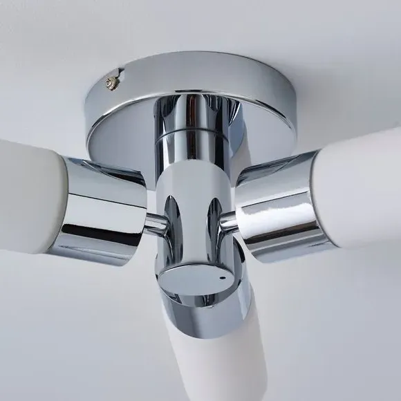 3-Light Flush Ceiling Light - Chrome, Metal