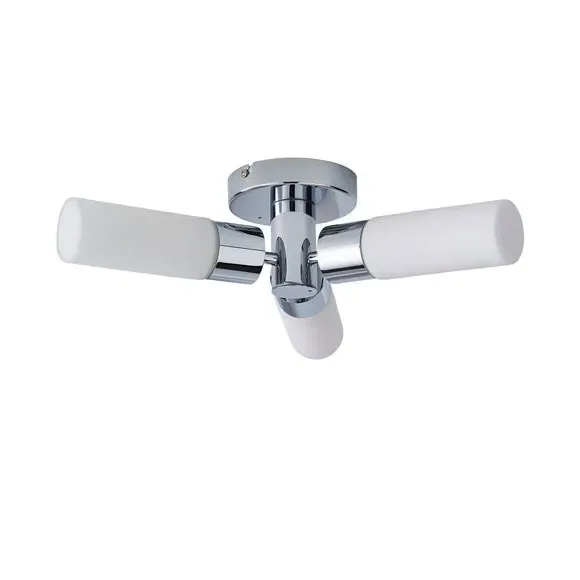 3-Light Flush Ceiling Light - Chrome, Metal