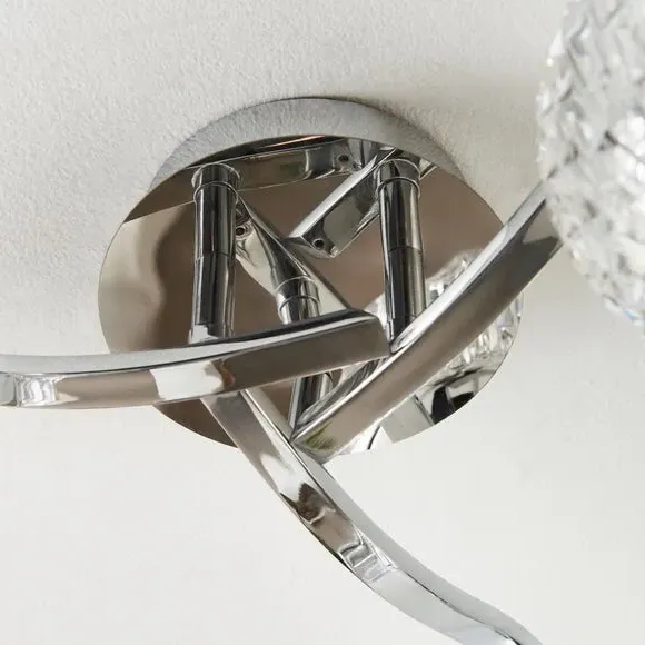 3-Light Flush Ceiling Light - Clear, Chrome