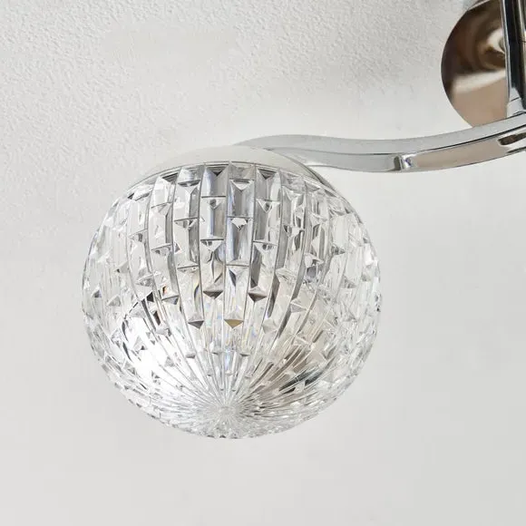 3-Light Flush Ceiling Light - Clear, Chrome