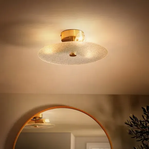 3-Light Flush Ceiling Light - Clear, Glass