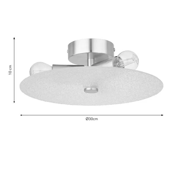 3-Light Flush Ceiling Light - Clear, Glass