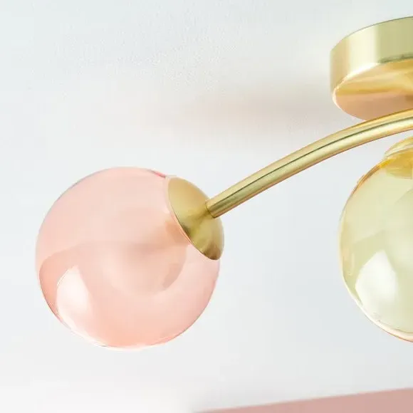 3-Light Flush Ceiling Light - Gold, Metal