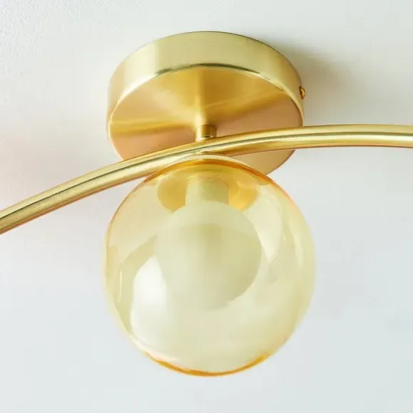 3-Light Flush Ceiling Light - Gold, Metal