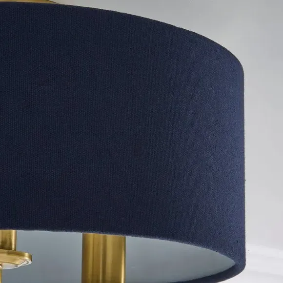 3 Light Flush Ceiling Light - Navy, Metal