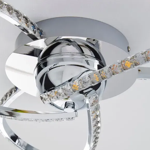 3-Light Flush Ceiling Light - Silver, Metal