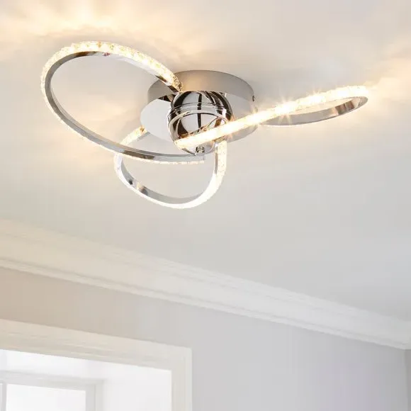 3-Light Flush Ceiling Light - Silver, Metal image