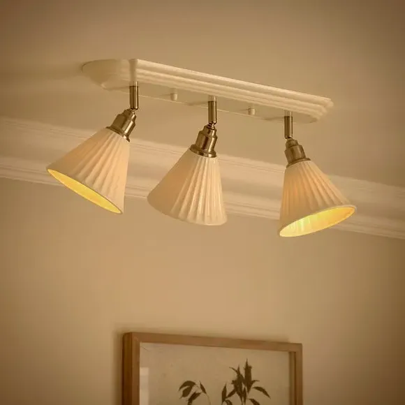 3-Light Flush Spotlight Adjustable - White, Ceramic