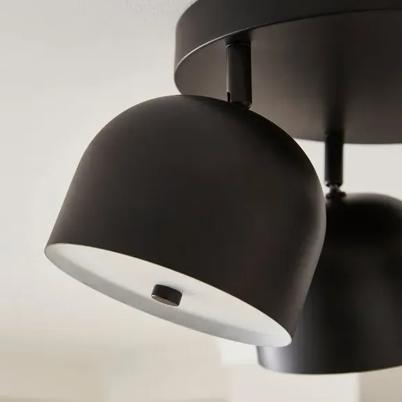 3-Light Flush Spotlight with Adjustable Heads - Black