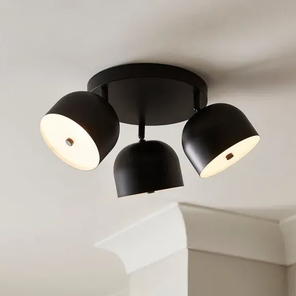 3-Light Flush Spotlight with Adjustable Heads - Black image
