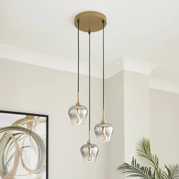 3-Light LED Cluster Ceiling Light - Gold image