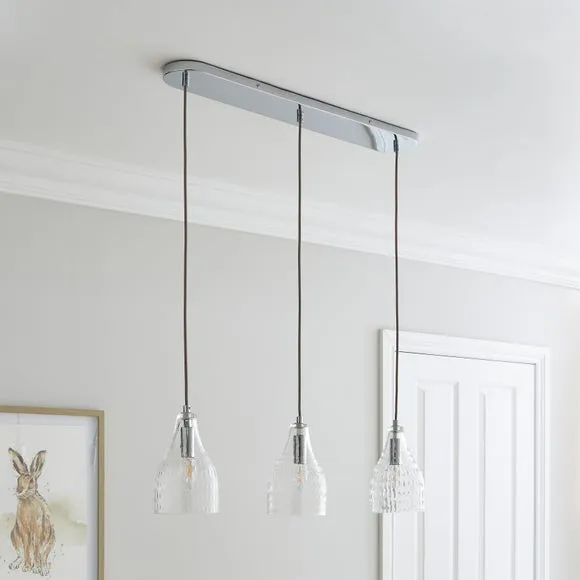 3-Light Pendant Ceiling Light - Clear, Glass