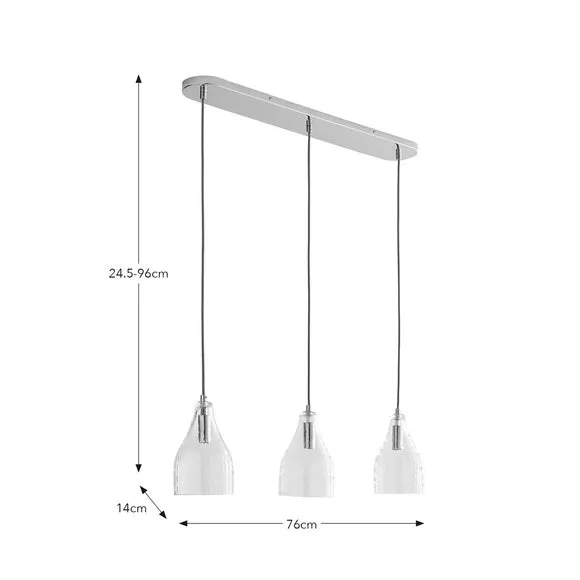 3-Light Pendant Ceiling Light - Clear, Glass