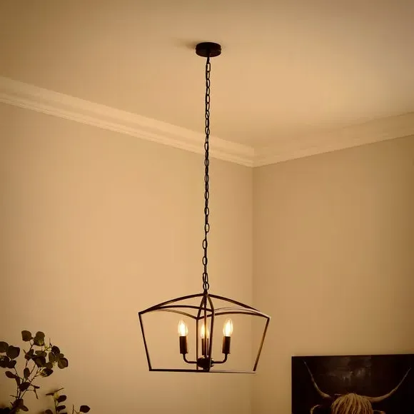 3-Light Pendant Light Adjustable - Black, Metal