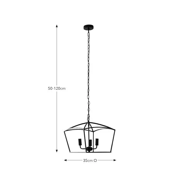 3-Light Pendant Light Adjustable - Black, Metal