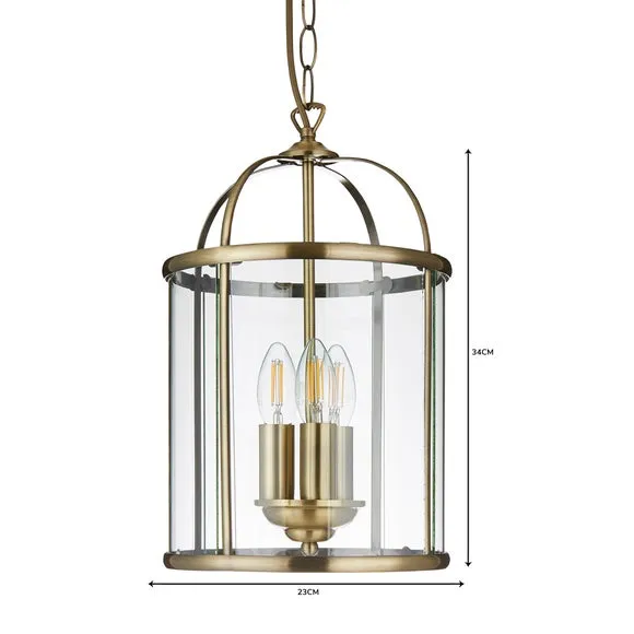 3-Light Pendant Light - Antique Brass, Metal