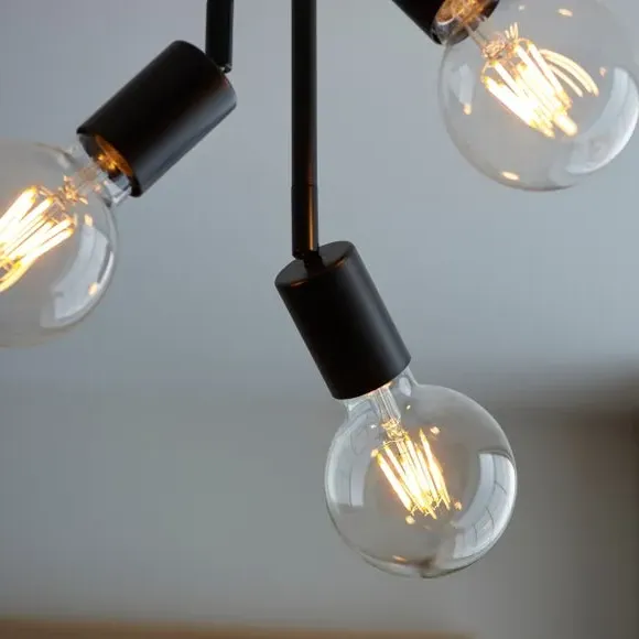 3-Light Semi Flush Ceiling Light - Black, Matt