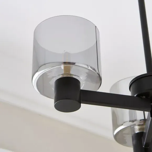3-Light Semi Flush Ceiling Light - Black, Metal