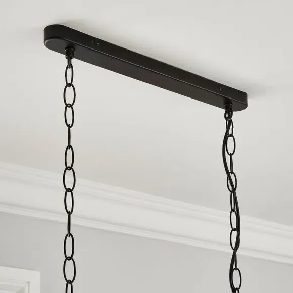 3-Light Semi Flush Ceiling Light - Black, Metal