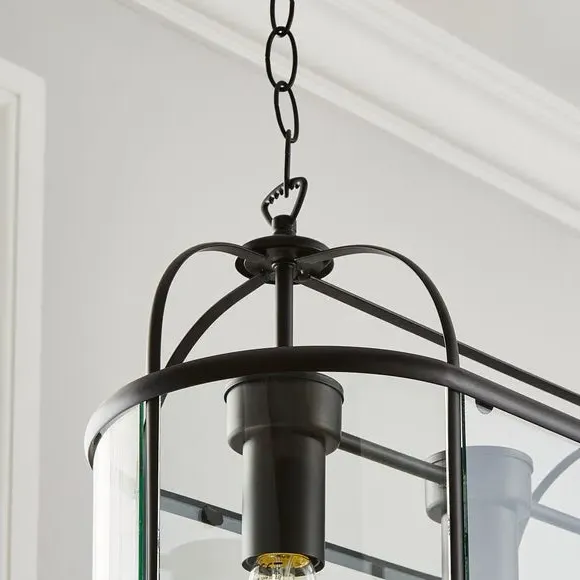3-Light Semi Flush Ceiling Light - Black, Metal