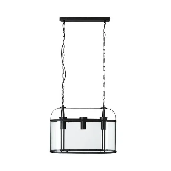 3-Light Semi Flush Ceiling Light - Black, Metal