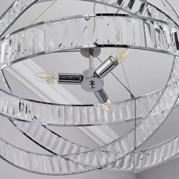 3-Light Semi Flush Ceiling Light - Chrome