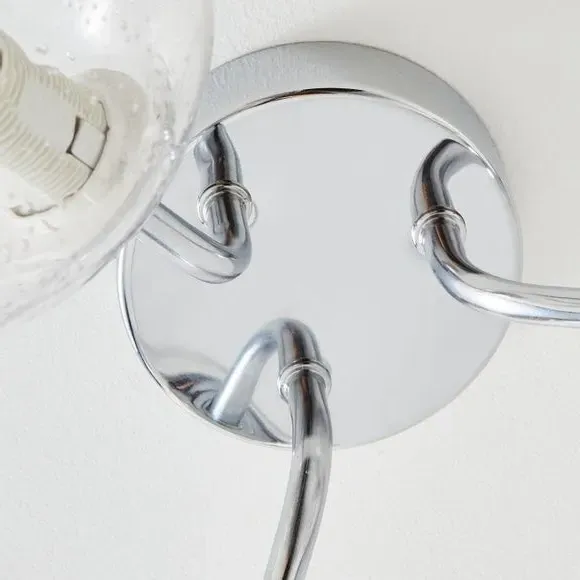 3-Light Semi Flush Ceiling Light - Chrome, Glass