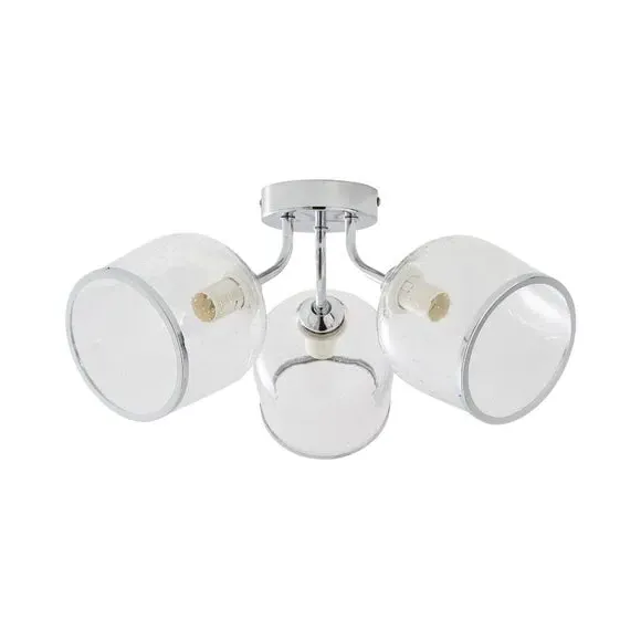 3-Light Semi Flush Ceiling Light - Chrome, Glass